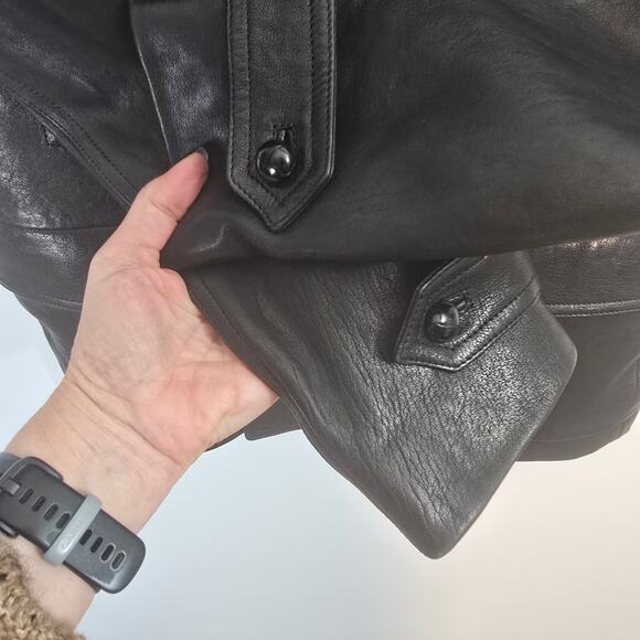 Tom Ford Lambskin Double Breasted Leather Peacoat Jacket Black Italian 48 - Picture 9 of 13